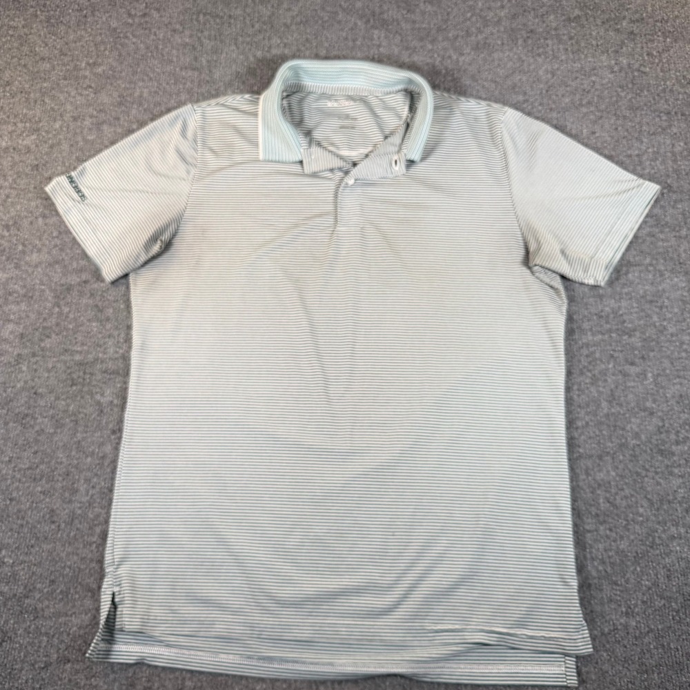 Bonobos Golf Mens M Slim Fit Green White Striped Performance Polo Shirt #3785